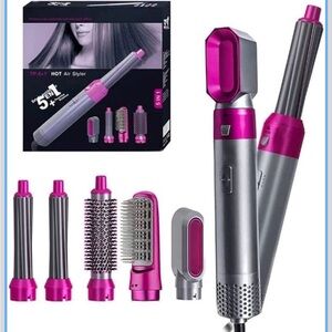 5-in-1 Volumizing Hair Styler- Blow Dryer Brush, Straightening, Curling, Styling